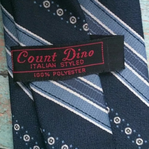 Count Dino Tie Italian Style Blue Striped Necktie Retro Classy Neckwear - Picture 3 of 3